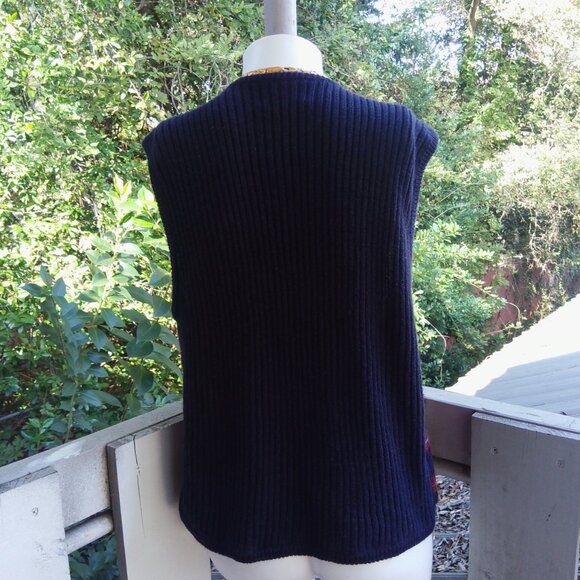 Vintage Sag Harbor Plaid Knit Cotton Academia Cardigan Button Up Sweater Vest - Picture 3 of 8